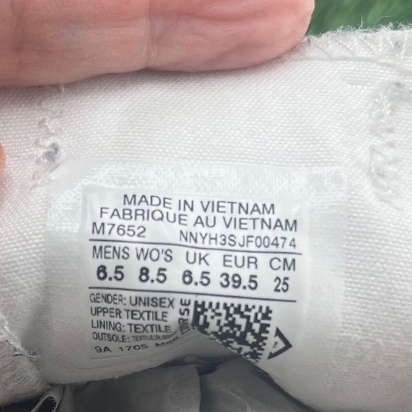 Converse Chuck Taylor All Star Low Top White Red Laces Mens 6.5 Womens 8.5 - Picture 7 of 12